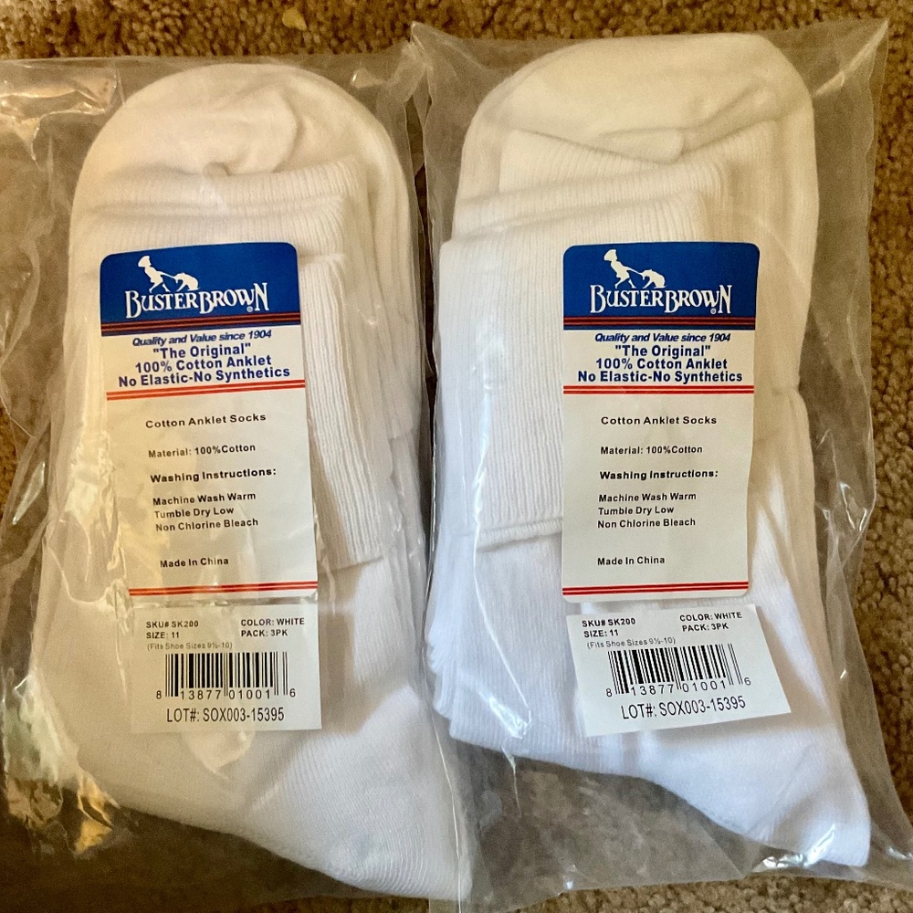 Buster Brown White Cotton Socks Size 11